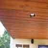 Balcony with, recessed lighting and tongue and grove ceiling